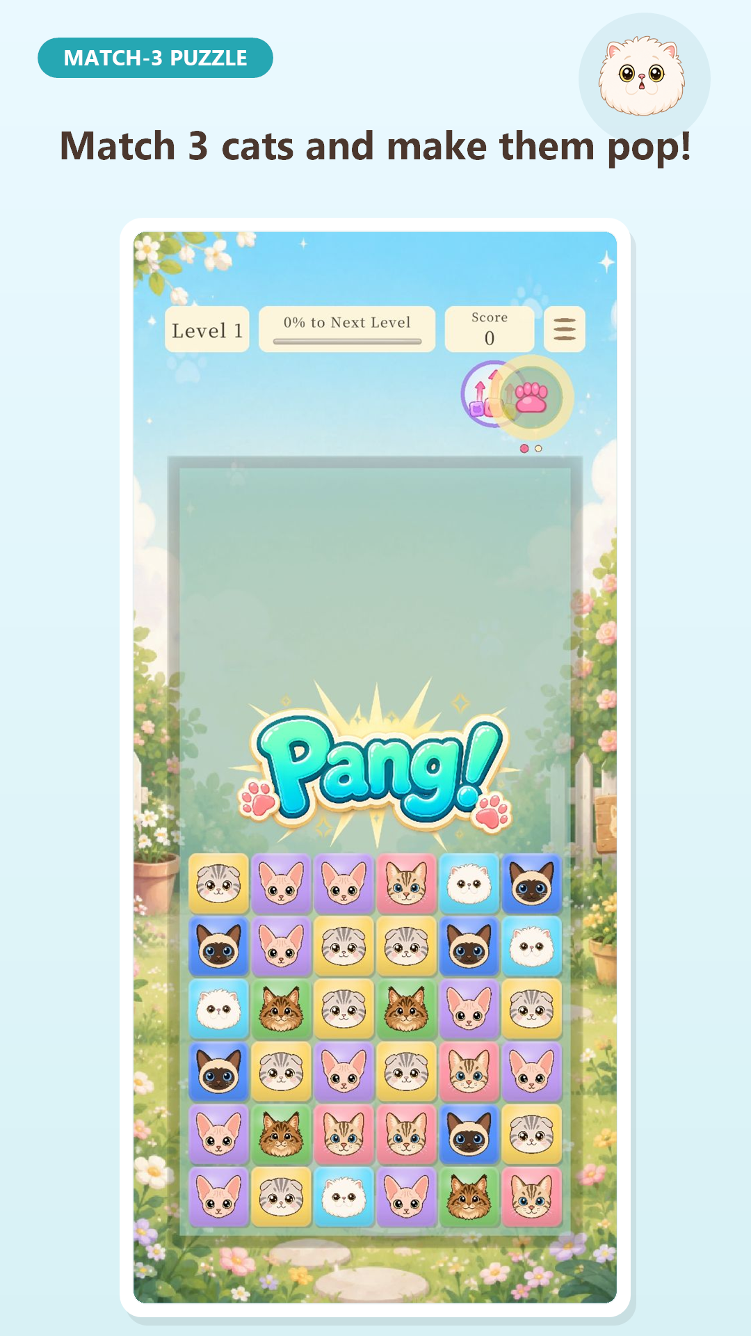 Cat Puzzle Pang match-three gameplay